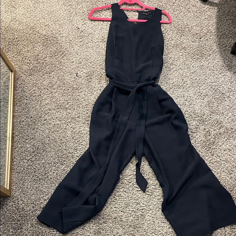 Sleek Navy Sleeveless Wide-Leg Jumpsuit with Belt